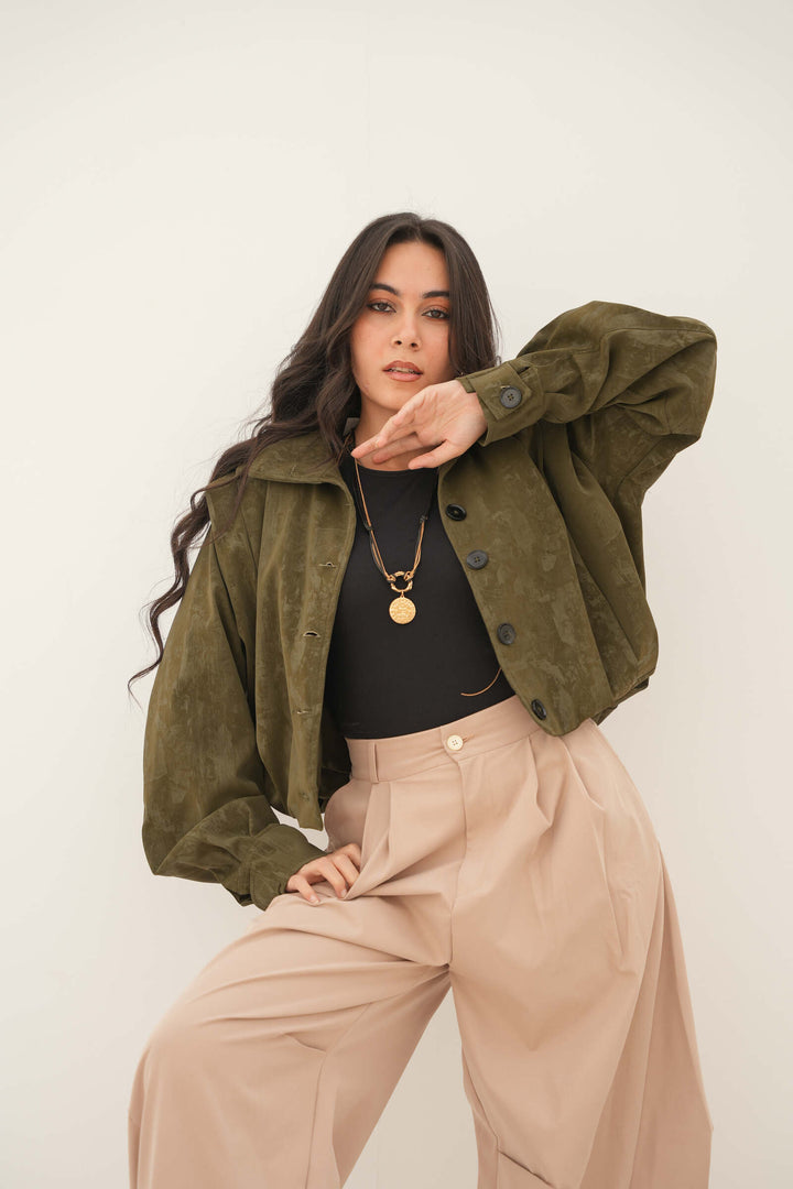 Chic Autumn Look Olive Jacket