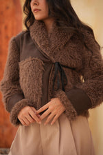 Load image into Gallery viewer, Two-Tone Faux Fur Wrap Jacket
