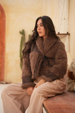 Load image into Gallery viewer, Two-Tone Faux Fur Wrap Jacket
