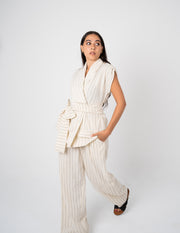 Striped Linen Wrap Set